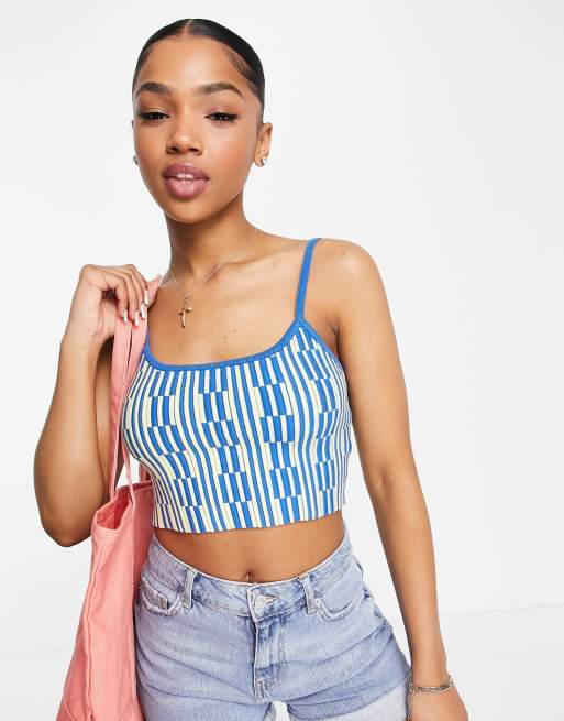 Striped crop cami top with pants sale