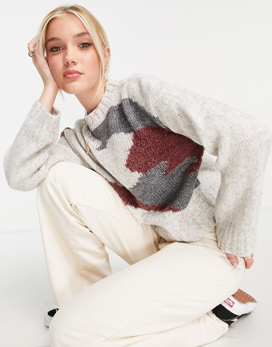 Urban Revivo knitted jumper in abstract print-Multi