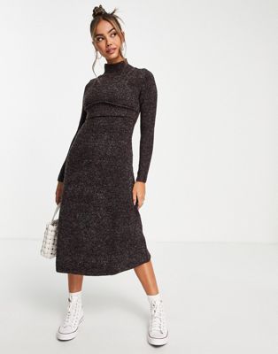 Urban Revivo knitted midi dress in black