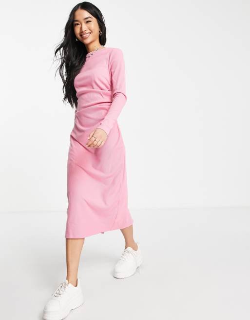 Pink knitted shop midi dress