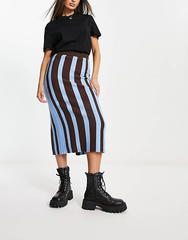 Urban Revivo - knitted stripe midi skirt in multi