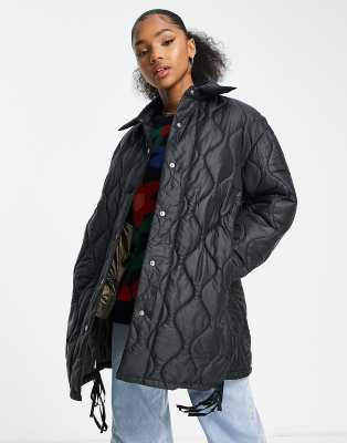 Urban Revivo long padded jacket in black