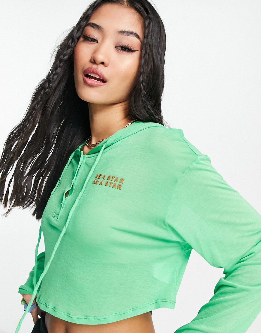 Urban Revivo long sleeve hooded top in green