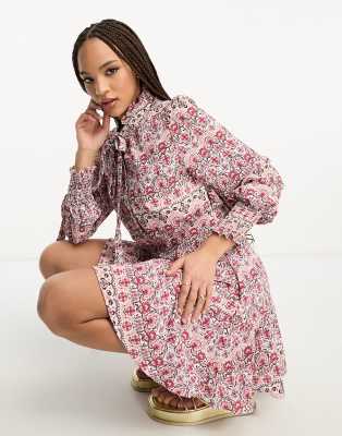 Urban Revivo Urban Revivo long sleeve mini dress in red floral print