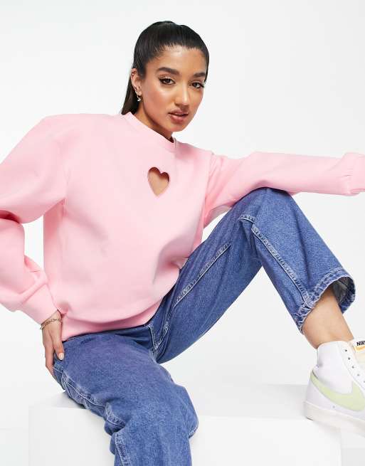 Urban Revivo - Lyserød sweatshirt med hjerteprint, 3 af 4