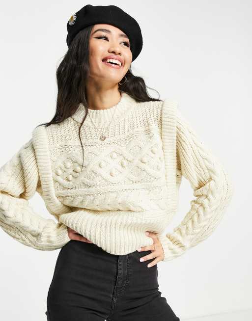 Urban Revivo - Maglione lavorato a trecce beige