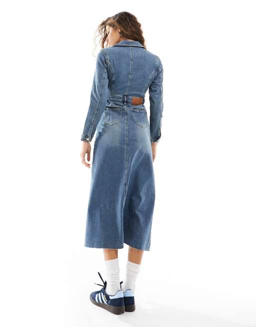 Urban Revivo - Maxi jurk in denim met mid-wash | ASOS