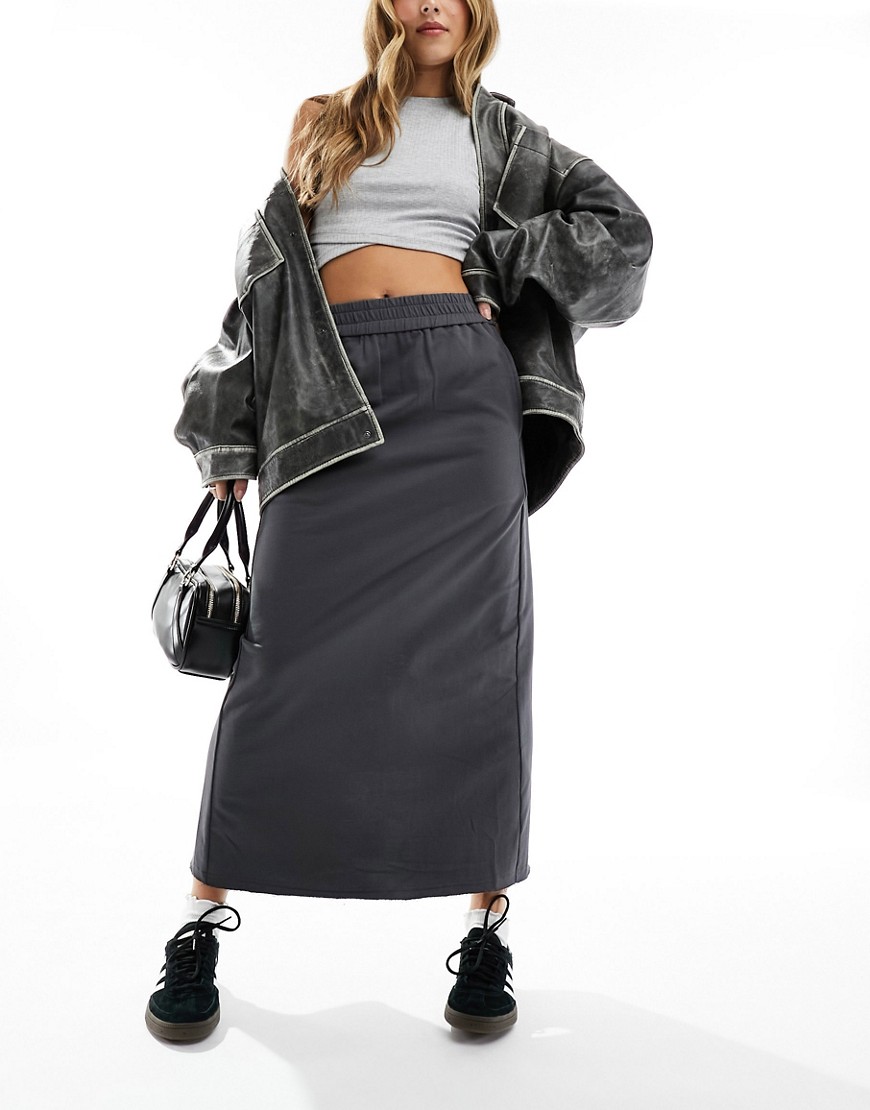 Urban Revivo maxi sweat skirt in vintage grey