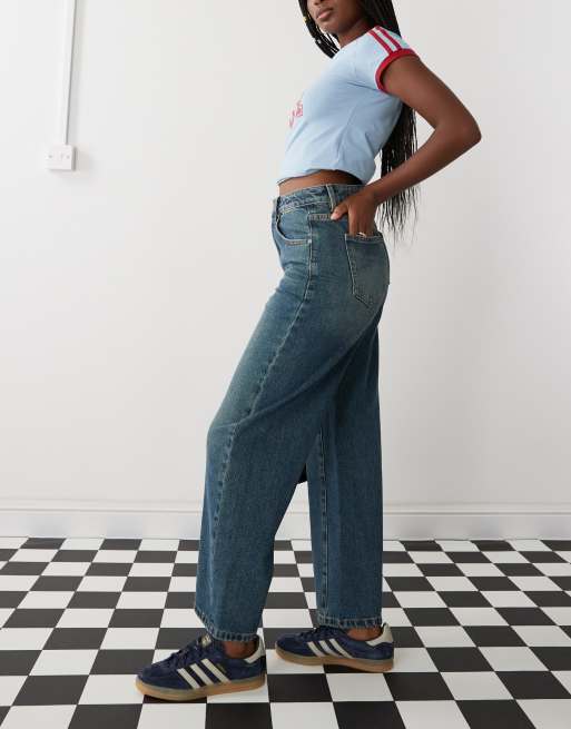 Urban Revivo – Mellanblå jeans med barrelben, 3 av 5