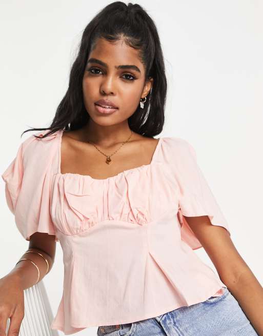 Mesh puff sleeve store blouse