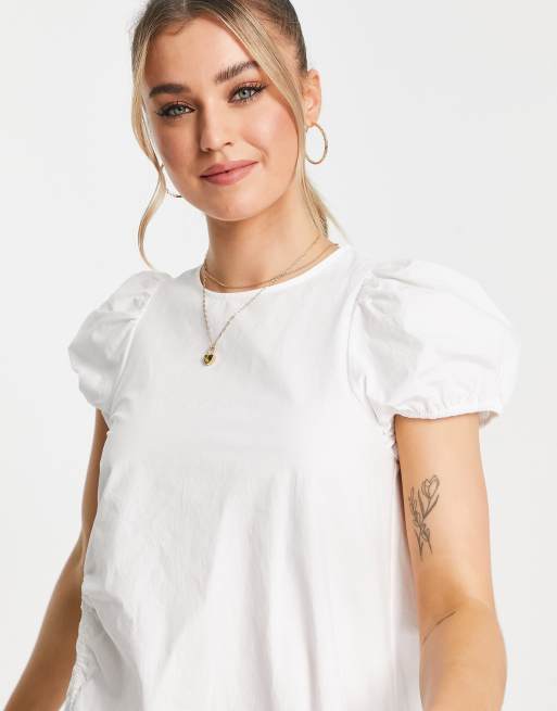Urban Revivo – Midi-Hängerkleid in gebrochenem Weiß mit Raffung, 3 von 4