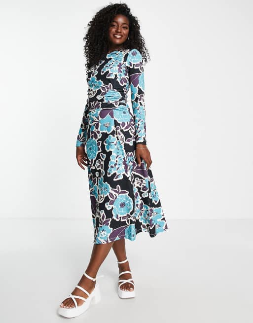 Urban Revivo - Midi-jurk met lange mouwen en bloemenprint