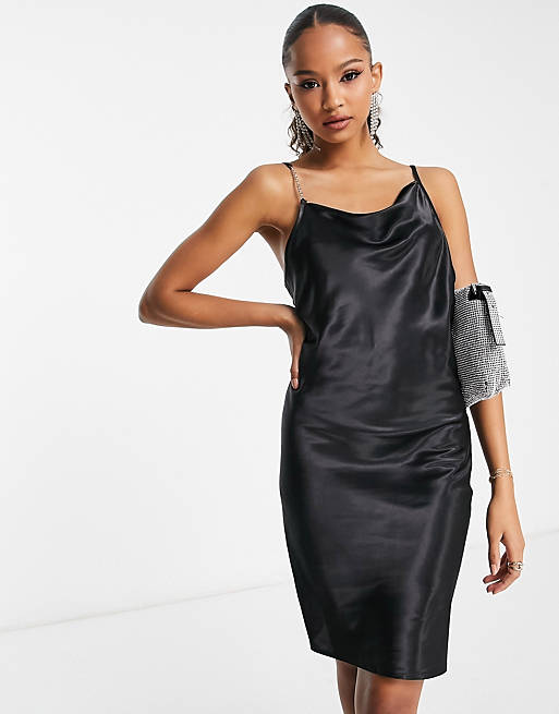 Urban Revivo mini cami slip dress in black