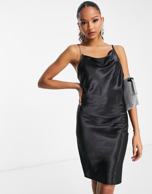 Urban Revivo mini cami slip dress in black | ASOS