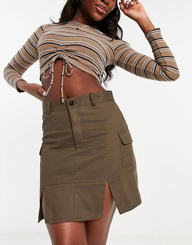 Urban Revivo - mini cargo skirt in brown