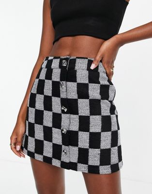Urban Revivo mini skirt in checkerboard print