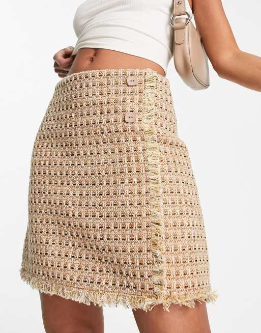 Tweed mini outlet skirt brown