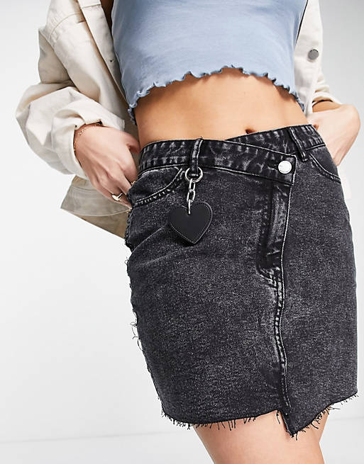 Minigonna di jeans nera asimmetrica Asos Donna Abbigliamento Gonne Gonne asimmetriche 