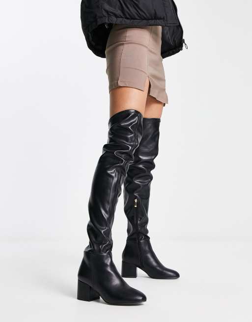 Over knee low hot sale heel boots