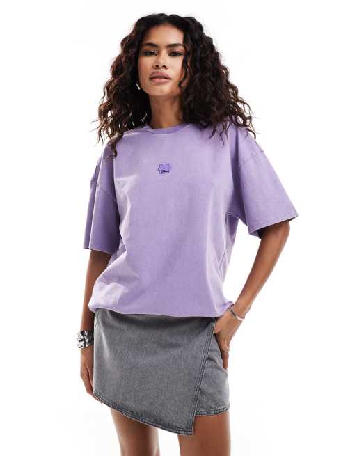 Urban Revivo – Oversize-T-Shirt in verwaschenem Flieder