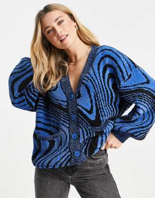Urban Revivo oversized cardigan in blue