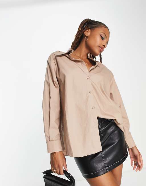 Urban Revivo - Oversized overhemd in bruin