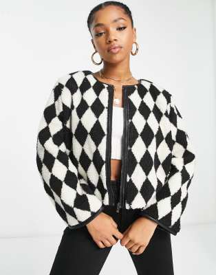 Black and white shop checkered bomber jacket