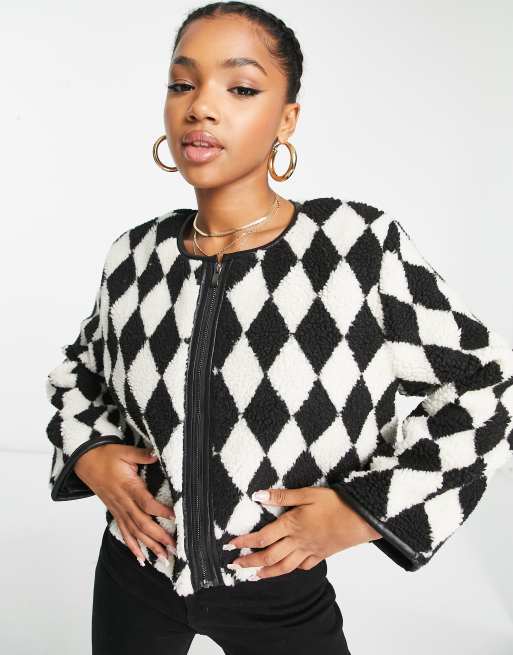 Black and white outlet checkered jacket womens