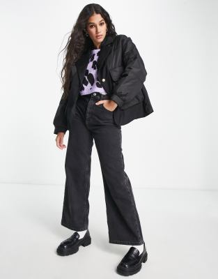 Urban Revivo Urban Revivo padded jacket with contrast revere collar in black