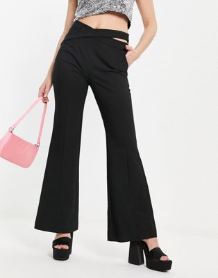 Urban Revivo cut-out waistband trousers in black - ASOS Price Checker