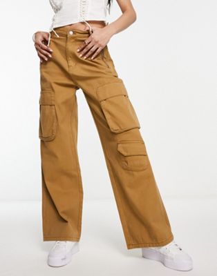Urban Revivo cargo trousers in brown - ASOS Price Checker
