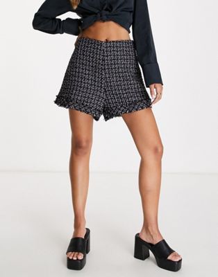 Urban Revivo co-ord shorts in black boucle - ASOS Price Checker