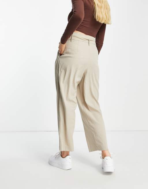 Urban Revivo paperbag waist pants in beige