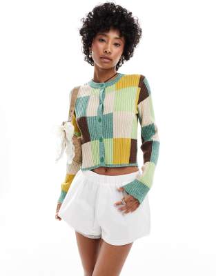 Urban Revivo patch effect cardigan in multi