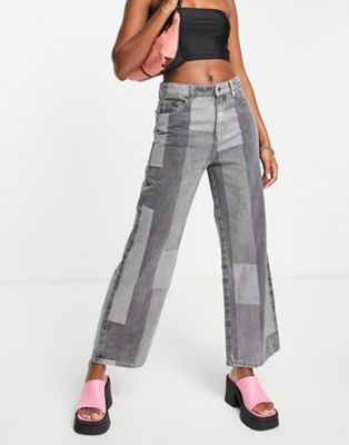 Urban Revivo patchwork jeans in grey