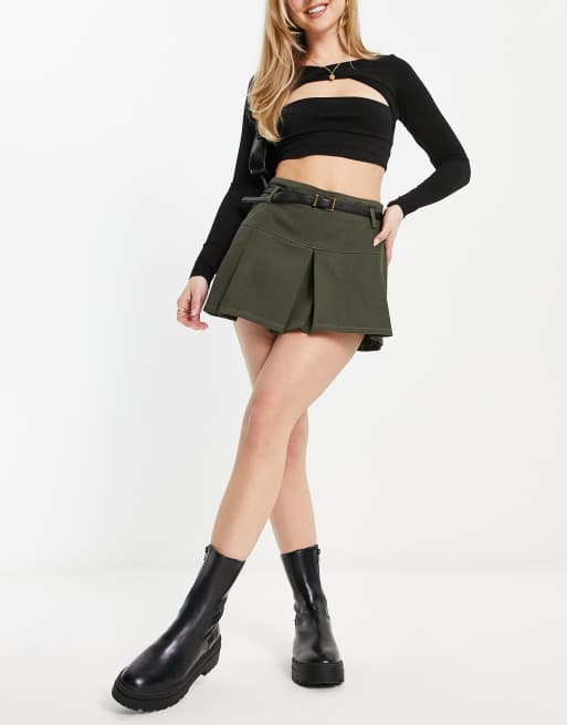 Double Belt Pleated Mini Skirt – TFI