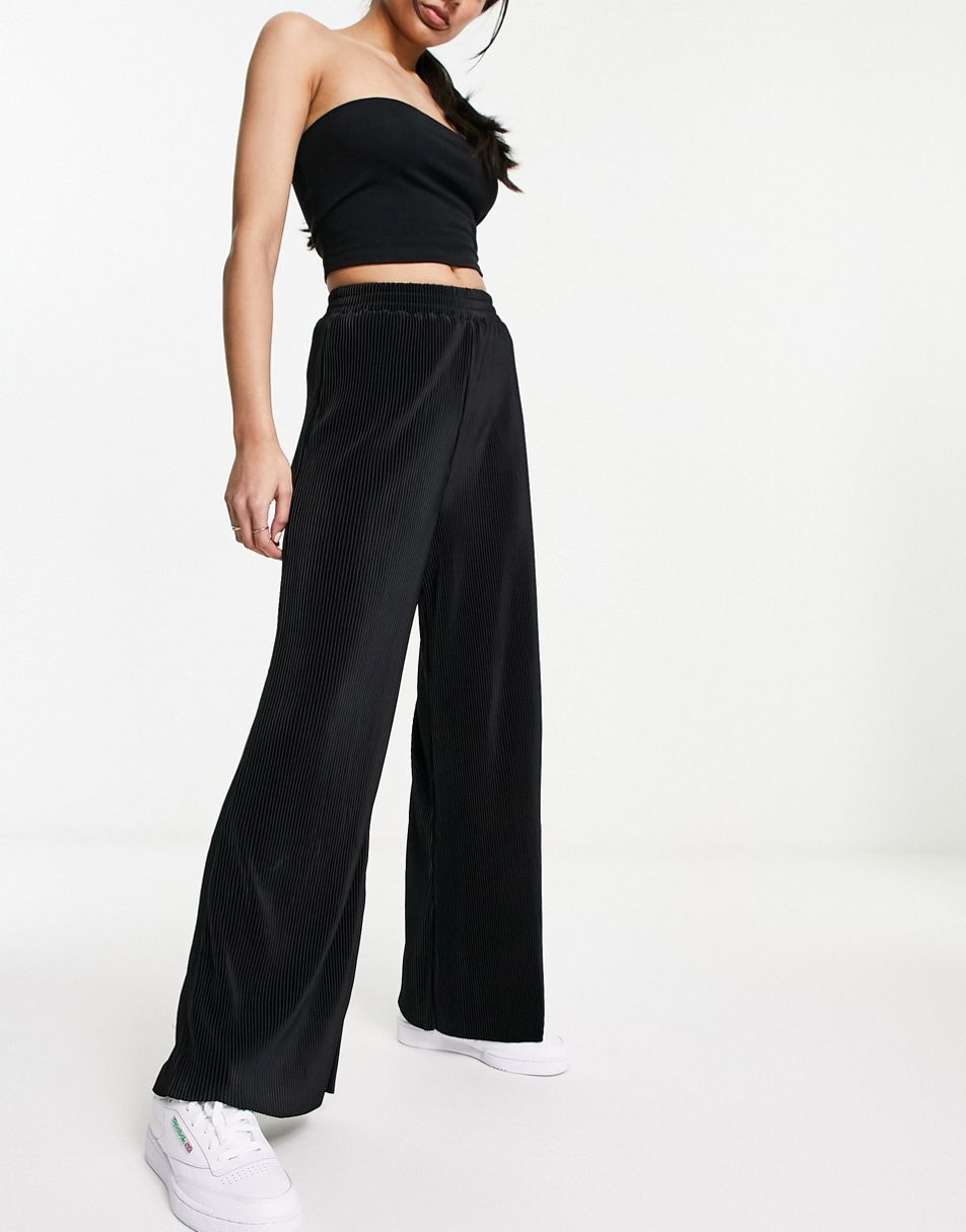 Urban Revivo jersey flare trousers in black