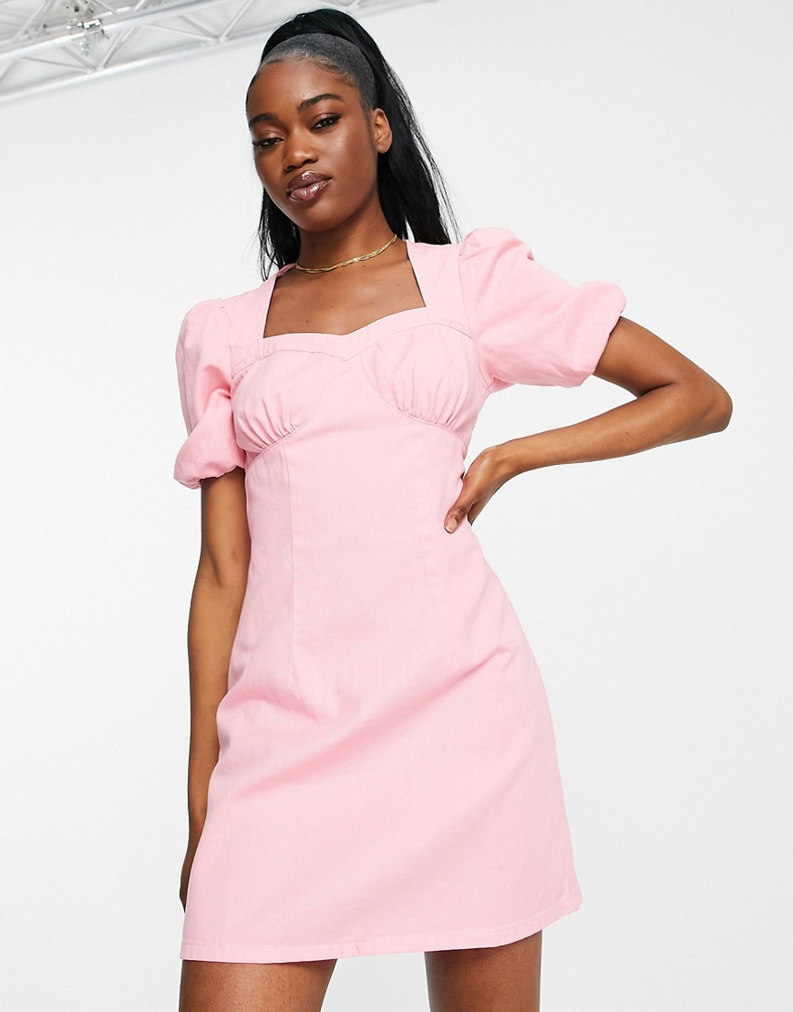 Urban Revivo puff sleeve mini dress in pink