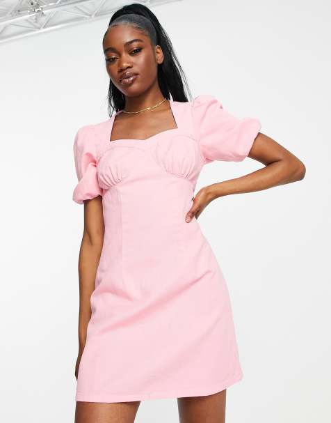 Urban Revivo puff sleeve mini dress in pink