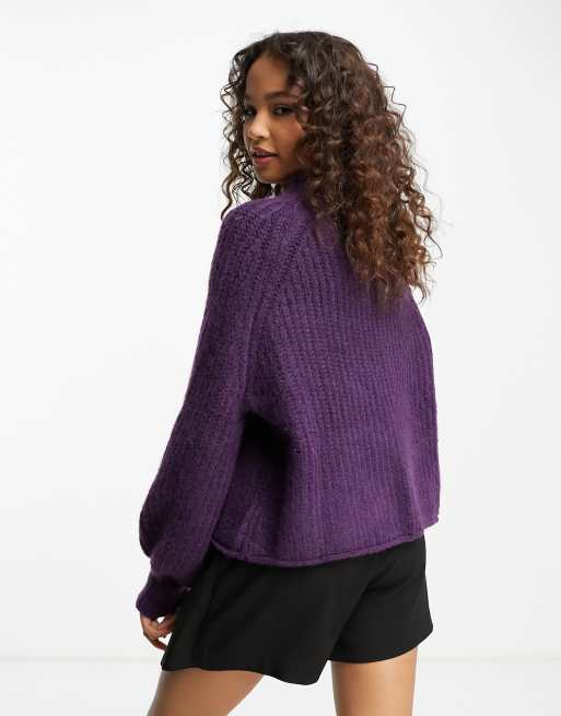 Urban Revivo Pull en maille paisse Violet fonc