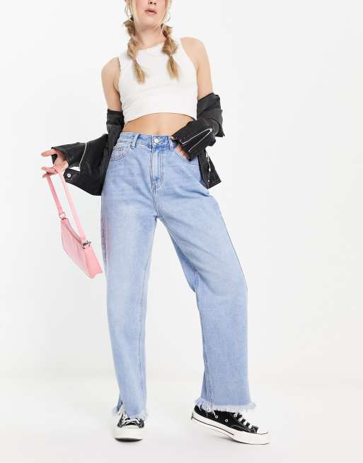 Buy URBAN REVIVO Mid-Waist Frayed Jeans 2024 Online