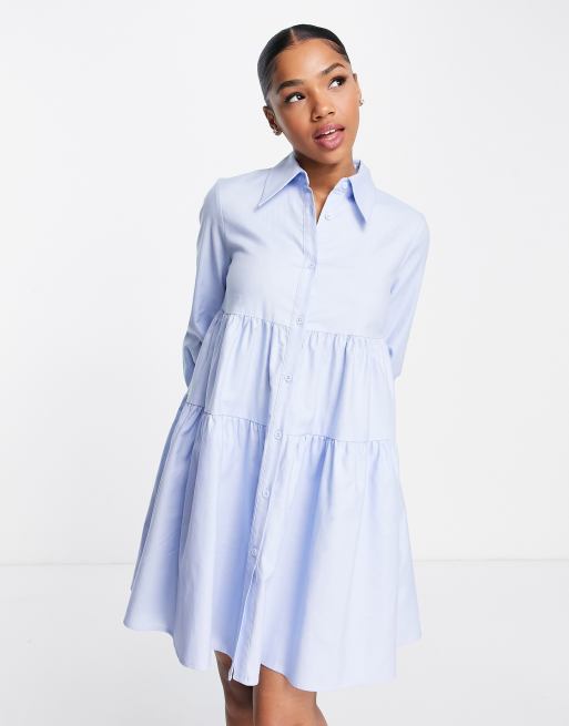 Urban Revivo Robe chemise courte Bleu clair ASOS