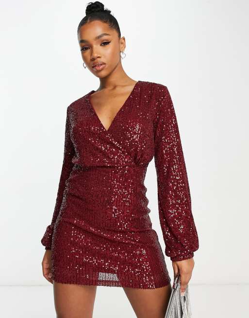 Robe sequins rouge hot sale