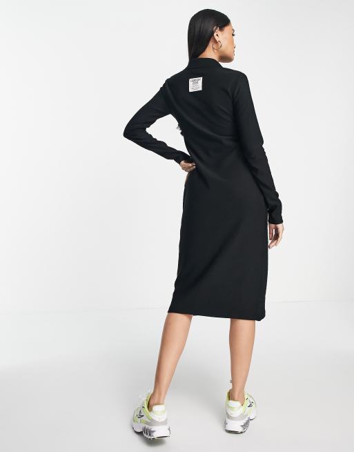 Urban Revivo - Robe mi-longue à fermeture éclair sur le devant - Noir, 2 de 4