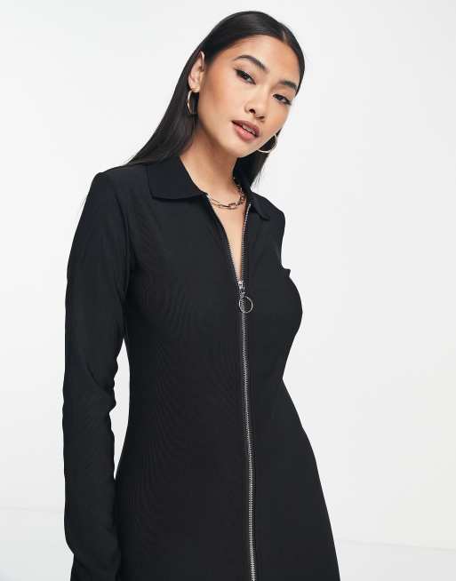 Robe fluide avec fermeture éclair devant hot sale