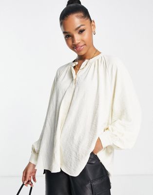 Urban Revivo ruched detail blouse in white