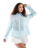 [Urban Revivo] Urban Revivo ruched detail shirt in light blue 10 Light blue