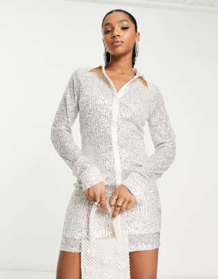 silver shirt dresses Amazon.com: POTTON Sun Dress Sexy Long Sleeve Sequin Silver Shirt Dress  Bridal Shower Dresses for Guest Mini Dresses Casual Dresses: Clothing,  Shoes & Jewelry