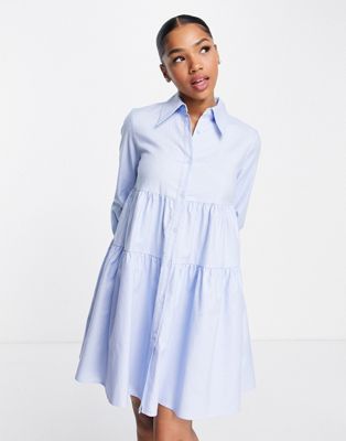 Urban Revivo shirt mini dress in light blue