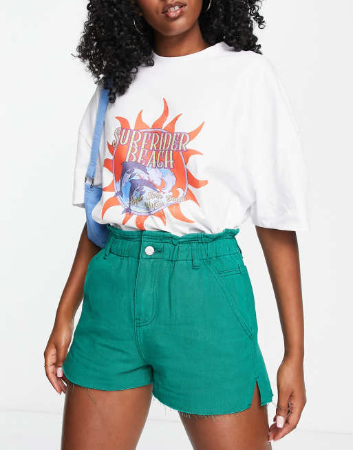Urban Revivo - Short met taille met plooirand in groen